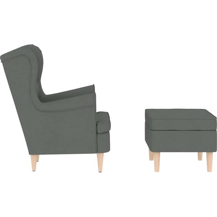 vidaXL Sessel mit Fußhocker Dunkelgrau Stoff 3307990 – Bild 4