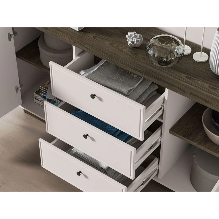 Selsey 'Vilavio' Sideboard 2-türig, 3 Schubladen, Kaschmir/Eicheoptik Dunkel, 180 cm – Bild 7