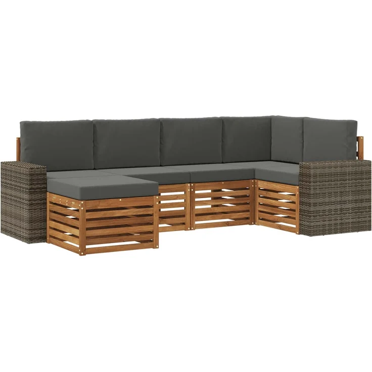vidaXL Outdoor-Sofagarnitur 6 stk. 5-Sitzer Natur und Anthrazit 3384578 – Bild 2