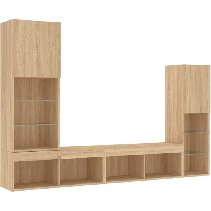 vidaXL 4-tlg. Wohnwand mit LED-Beleuchtung Sonoma-Eiche Holzwerkstoff 3216656 – Bild 12