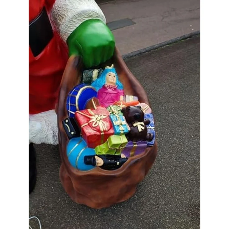 XXL Premium Weihnachtsmann lebensgross 185cm +Sack+Lampe Santa Garten Deko Figur – Bild 6