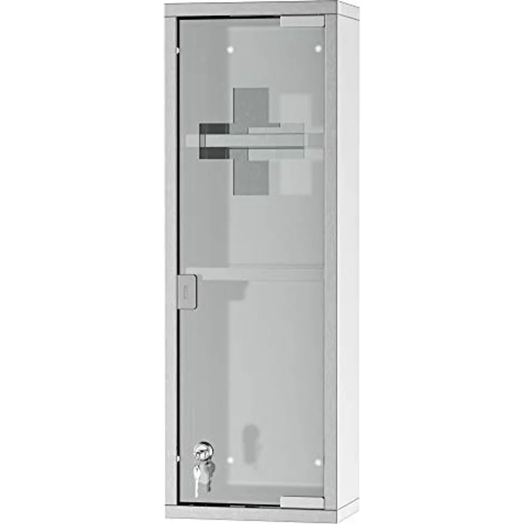 Kleankin Medizinschrank Erste-Hilfe-Schrank mit Schloss 3 Fächer (Medikamentenschrank, 1-St, Arzneischrank) Silber 20 x 12 x 58 cm – Bild 7