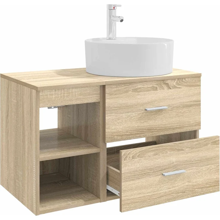 vidaXL Badezimmerschrank-Set 2 stk. Sonoma-Eiche 79,5 x 44,5 x 76 cm 3403906 – Bild 4