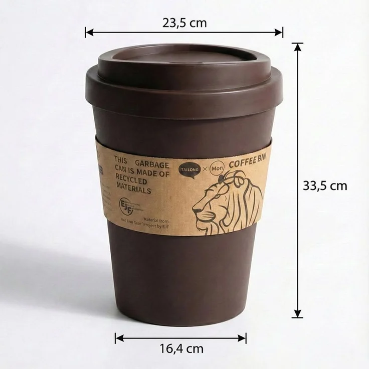 Sinoba Papierkorb XXL Kaffeebecher Coffeecup, Abfalleimer Mülleimer mit abnehmbaren Schwingdeckel 11 Liter – Bild 2