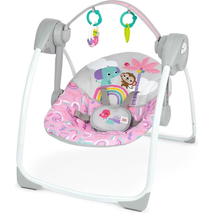 Bright Starts Rosa Paradies Tragbare Kompakte Babyschaukel mit Musik, Unisex, Neugeborenen +