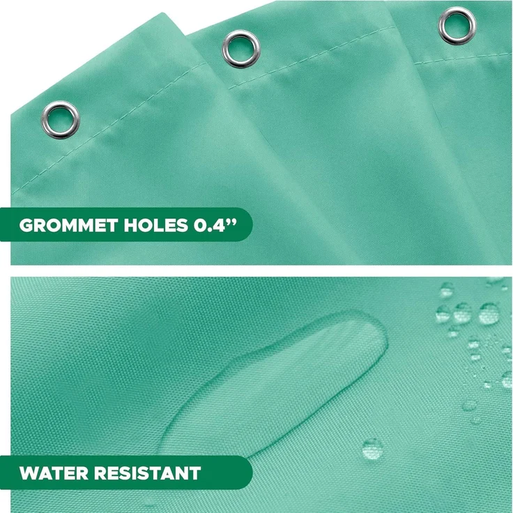 Stoff Duschvorhang 183 × 183 cm Türkis, Wasserresistent, Rustproof Ösen, Gewichteter Saum – Bild 3