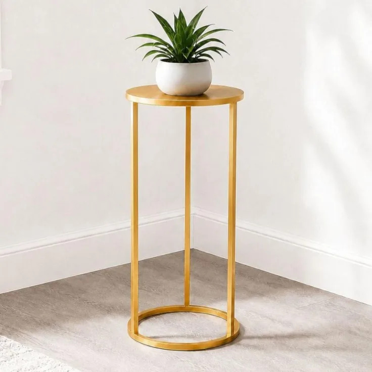 DanDiBo Blumenständer Metall Gold Rund 96510M 60 cm Pflanzenständer Blumenhocker Beistelltisch Blumensäule Modern Pflanzenhocker