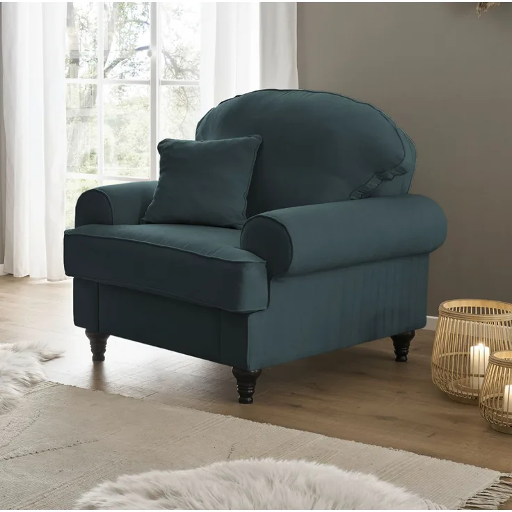 Sessel Adelina in blaugrün 110 cm
