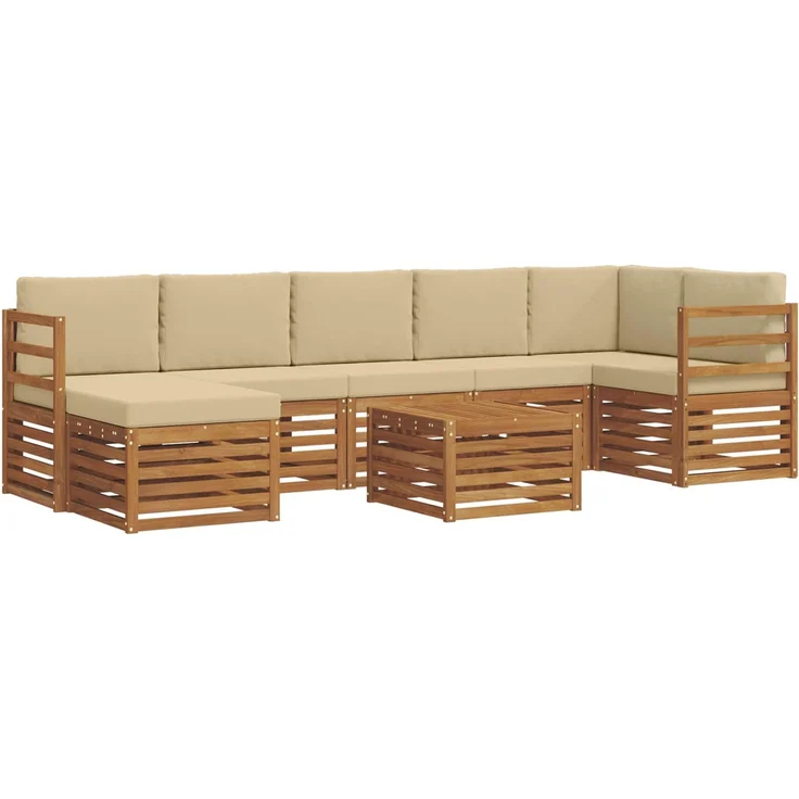 vidaXL Outdoor-Sofagarnitur 8 stk. 8-Sitzer Natur und Beige 3375193 – Bild 2