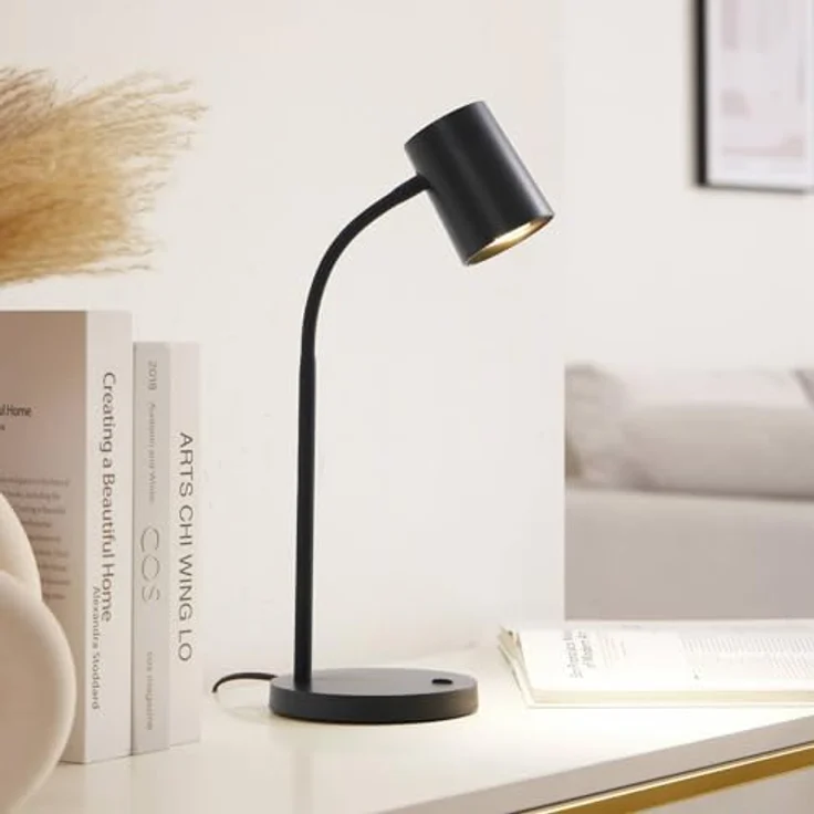 Lindby Tischlampe 'Radka', schwarze Schreibtischlampe mit Flexarm und integriertem Schalter für Arbeitszimmer & Büro – Bild 2