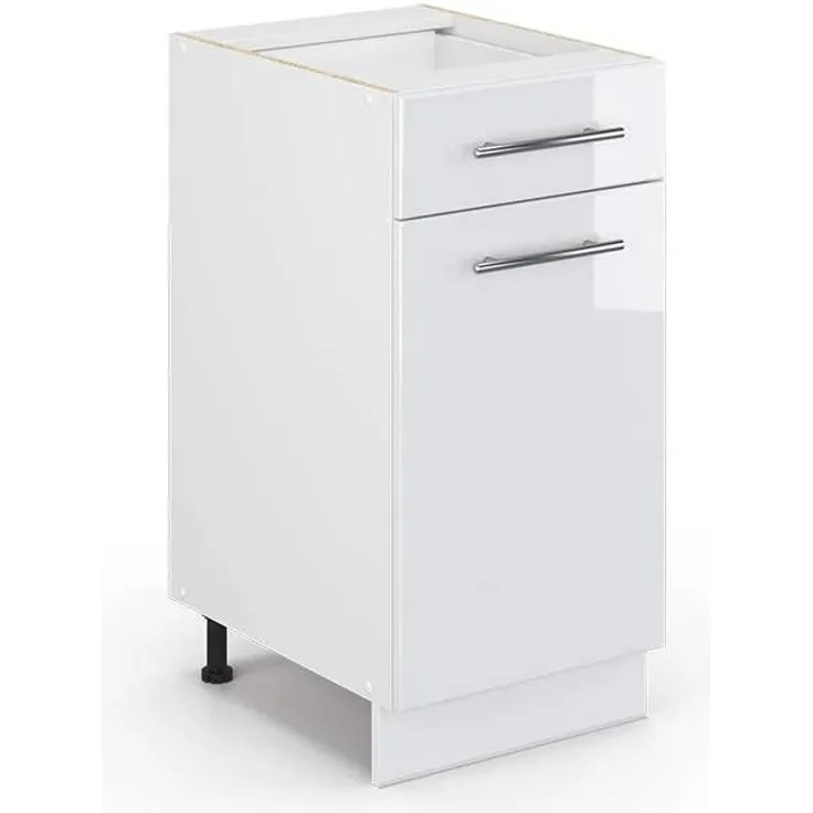 Küchenunterschrank Fame-Line Weiß Hochglanz 40 cm ohne Arbeitsplatte Vicco