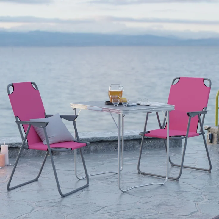Campingset klappbar 3-tlg Campingstuhl Gartenstuhl Pink Koffertisch