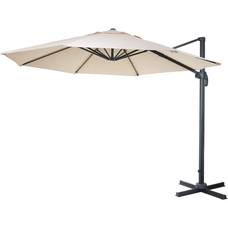 MCW Ampelschirm A96 Ø 3m, Aluminium/Stahl, cremefarben, mit Kurbel und 5-facher Höhenverstellung, ohne Ständer