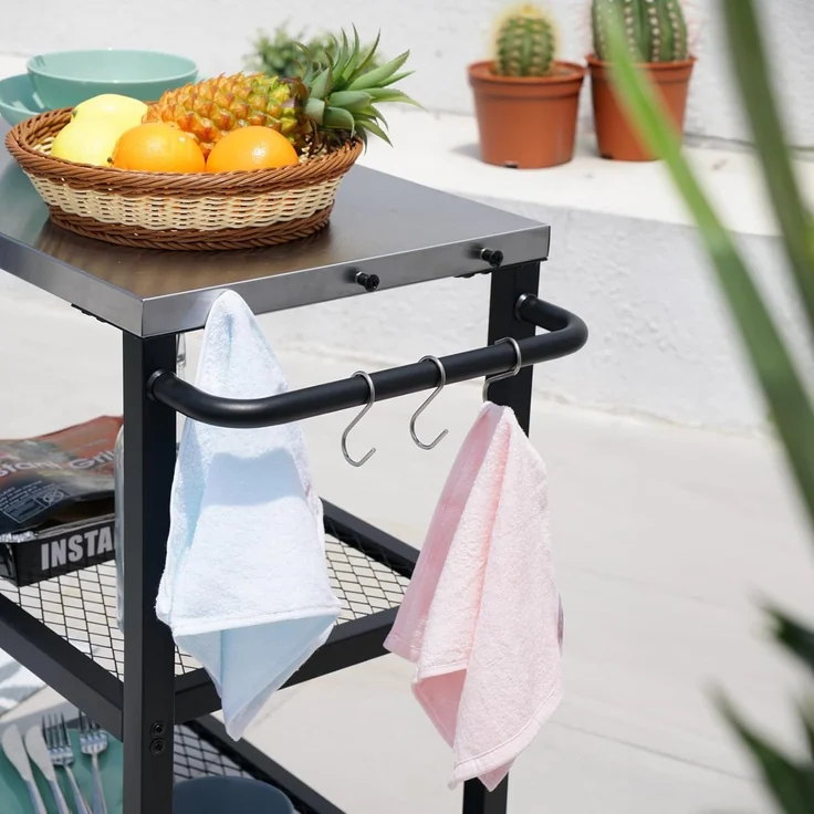 TAINO NETIS Grillwagen Grilltisch Rollwagen Grillständer klein mit Rollen Outdoor Balkon Garten Terrasse Schwarz – Bild 3