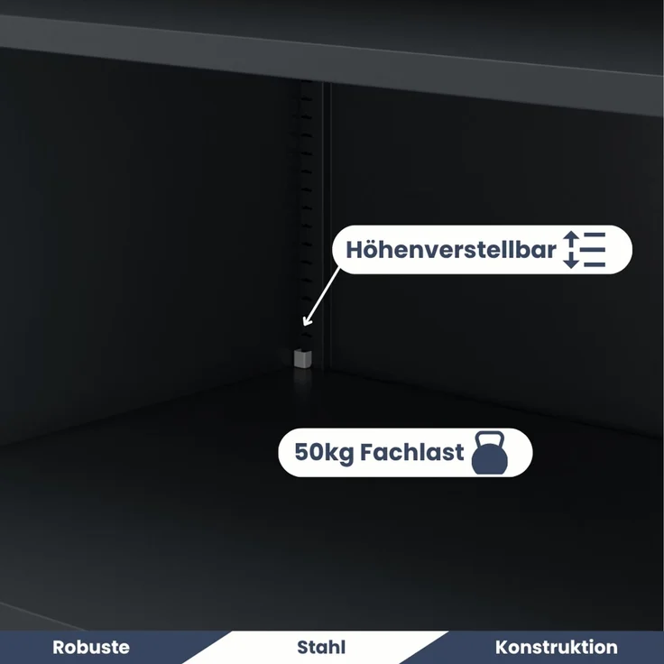Aktenschrank abschließbar KADO - 5 Ebenen verstellbar, Flügeltüren | Metallschrank Werkstatt Mehrzweckschrank Büroschrank aus Stahl Werkzeugschrank, 185 x 45 x 60 cm Anthrazit – Bild 4