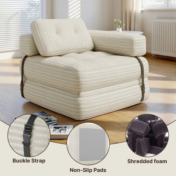Bealife 1,5-Sitzer Klappbares Sofa, Relaxsessel Indoor-Lazy mit Armlehnen – Bild 4