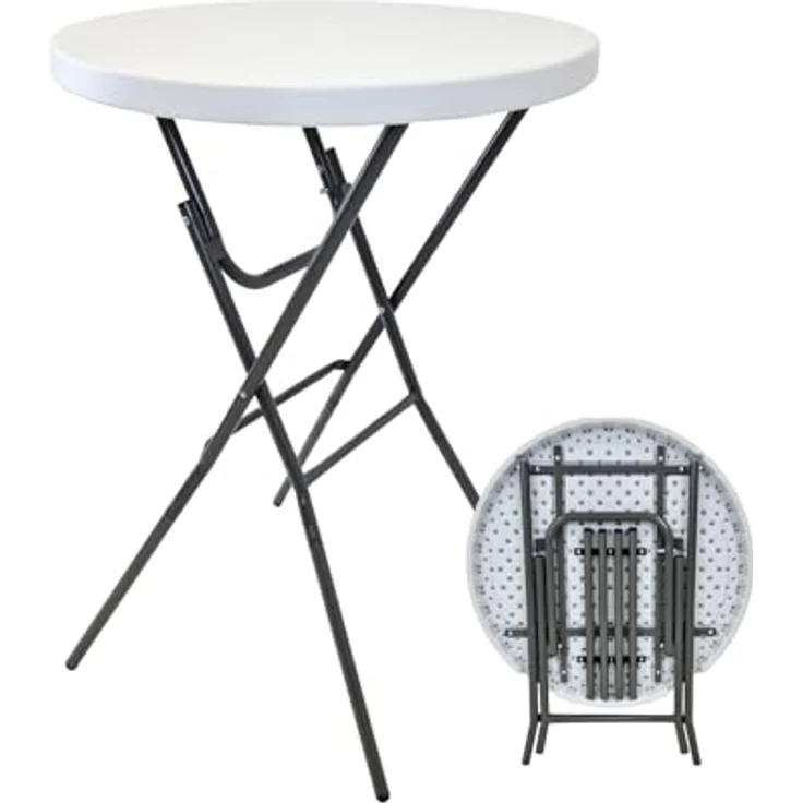 Stehtisch klappbar Ø 80 cm Tischplatte Höhe 110 cm Stahlgestell Partytisch Bistrotisch in weiß – Bild 2