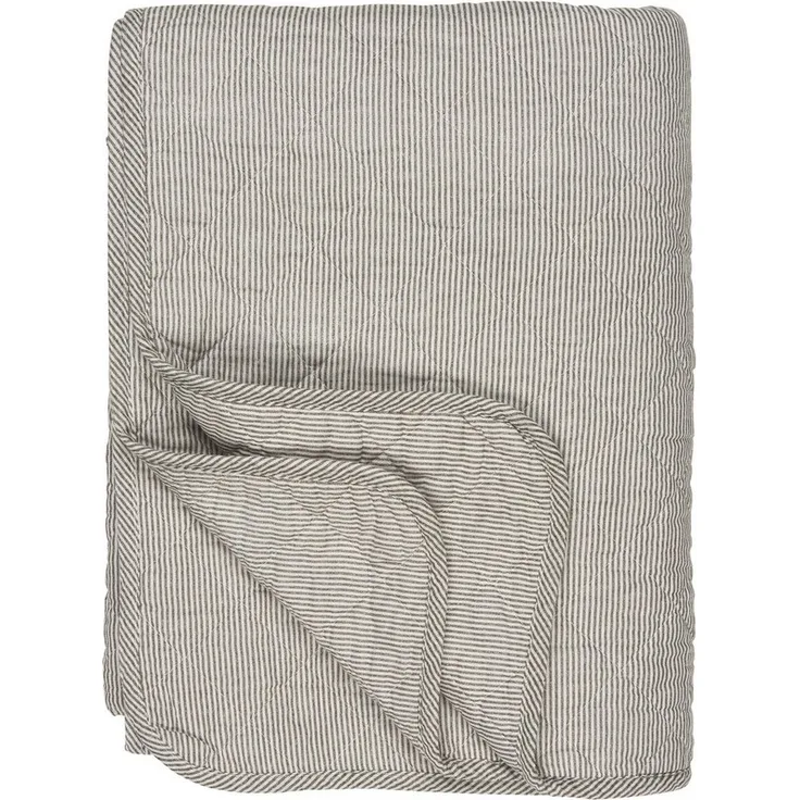 Ib Laursen - Decke Quilt Tagesdecke Gestreift Grau Weiß 180x130cm 0788-45