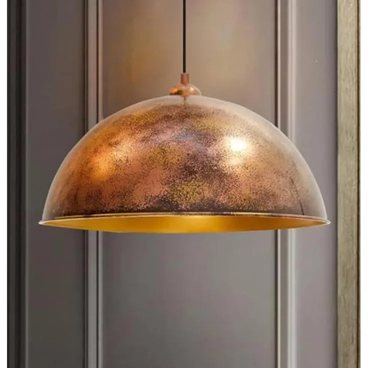 bamyum Hängelampe Esstisch Ø50cm Kupferfarben, Vintage Pendelleuchte E27, handgemalt, Retro Industrial Style, für Wohnzimmer und Küche