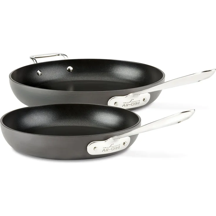 All-Clad Hard Anodized Nonstick Fry Pan Cookware Set, 10 inch and 12 inch Fry Pan, 2 Piece, Black