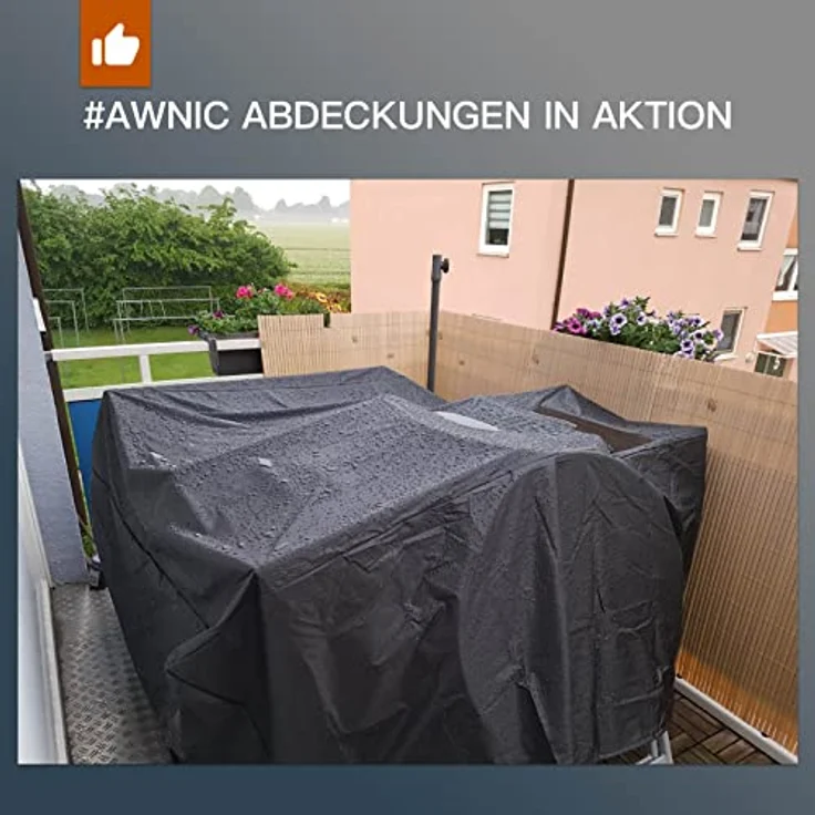 Awnic Abdeckplane Gartenmöbel Schutzhülle Wasserdicht Winterfest Rechteck 420D Oxford-Gewebe 210 x 120 x 71 cm – Bild 8