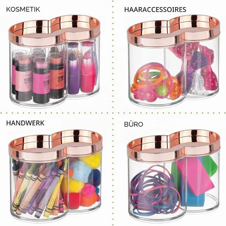 mDesign 2er-Set Kosmetik Organizer Wattepad Spender Aufbewahrung Ablage Roségold – Bild 4