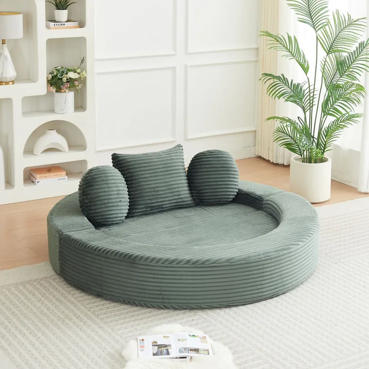 ZUBALIYA SchlafSofa mit USB - Anschluss, mit Schreibtisch, mit Cordbezug, mit Schaumstoffpolsterung, für Wohnzimmer und Apartments