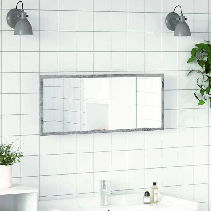 vidaXL LED-Badspiegel Grau Sonoma 100x8,5x37 cm Holzwerkstoff 856273 – Bild 3