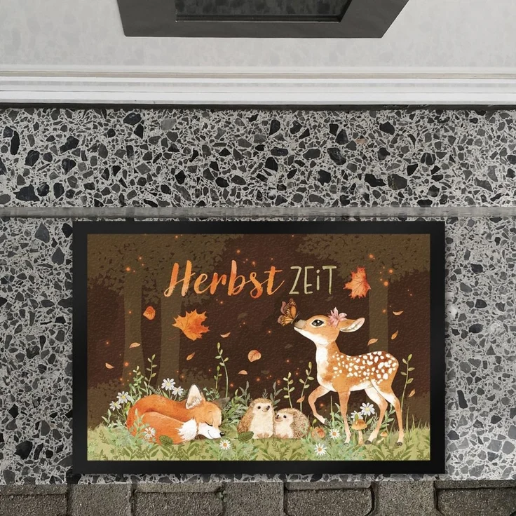 speecheese Fußmatte Tier des Waldes Fußmatte XL in 40x60 cm mit Spruch Herbstzeit – Bild 2