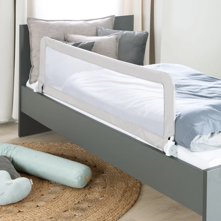 roba Bettschutzgitter Klipp-Klapp 100 cm - Klappbar - Schutzgitter für Kinderbetten - 50 cm hoch - Grau – Bild 2