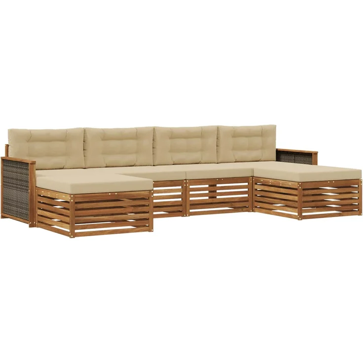 vidaXL Outdoor-Sofagarnitur 6 stk. 4-Sitzer Natur und Beige 3383681 – Bild 2