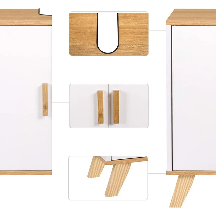 EUGAD Waschbeckenunterschrank (1-St) Badezimmerschrank mit 2 Türe Weiß – Bild 3