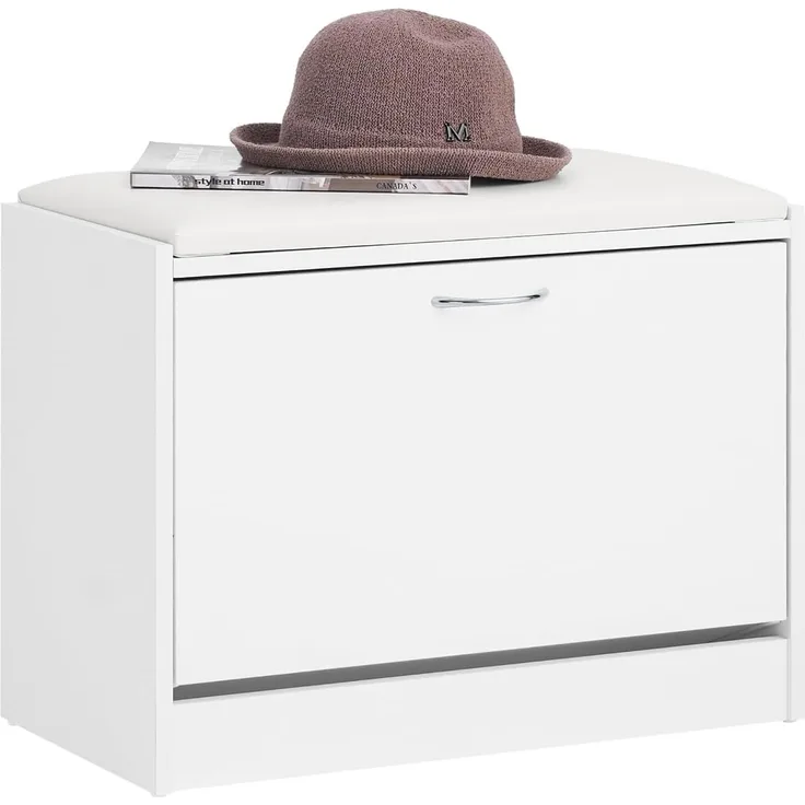 Schuhbank mit Sitzkissen weiß Holzwerkstoff FSR16-W