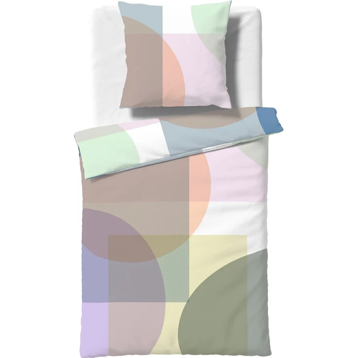 Fleuresse Mako-Satin Bettwäsche 135x200 Retro Kreise Karo bunt 115056-9 – Bild 2