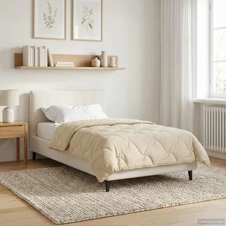 vidaXL Winterbettdecke Creme 135 x 220 cm Mikrofaser und Teddy-Fleece 42026366 – Bild 1