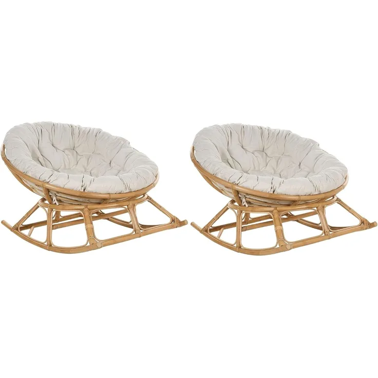 Schaukelstühle 2er Set ORVIETO Rattan Natürlich