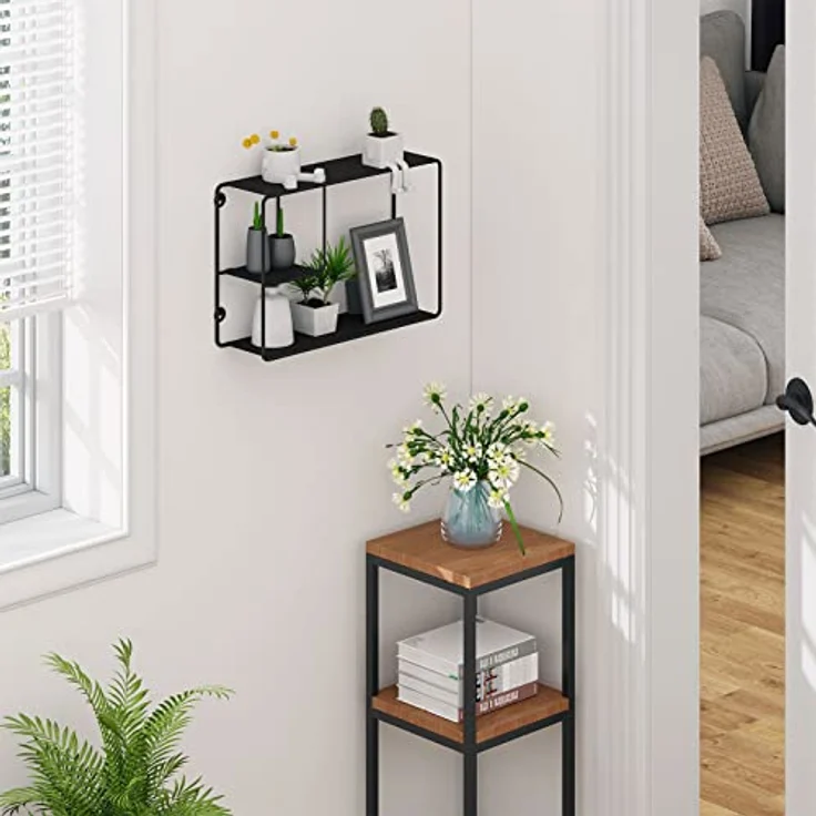 EUGAD Wandregal, 1-tlg, eckiges klappbares Metallregal 38x25,5x11,5cm schwarz – Bild 5