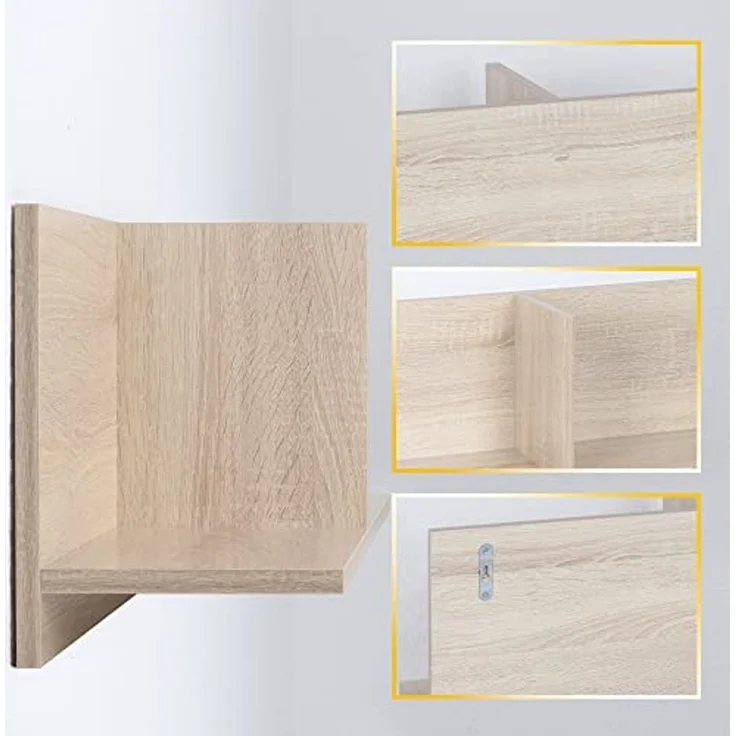 RICOO Wandregal 70 x 30 x 22 Braun Sonoma Eiche, Spanplatte aus Holz, Hängereral WM013-ES, Regal Wand, Bücherregal Bilderregal Fotoregal Küchenregal Hängend Wandboard Würfelregal Schweberegal – Bild 4