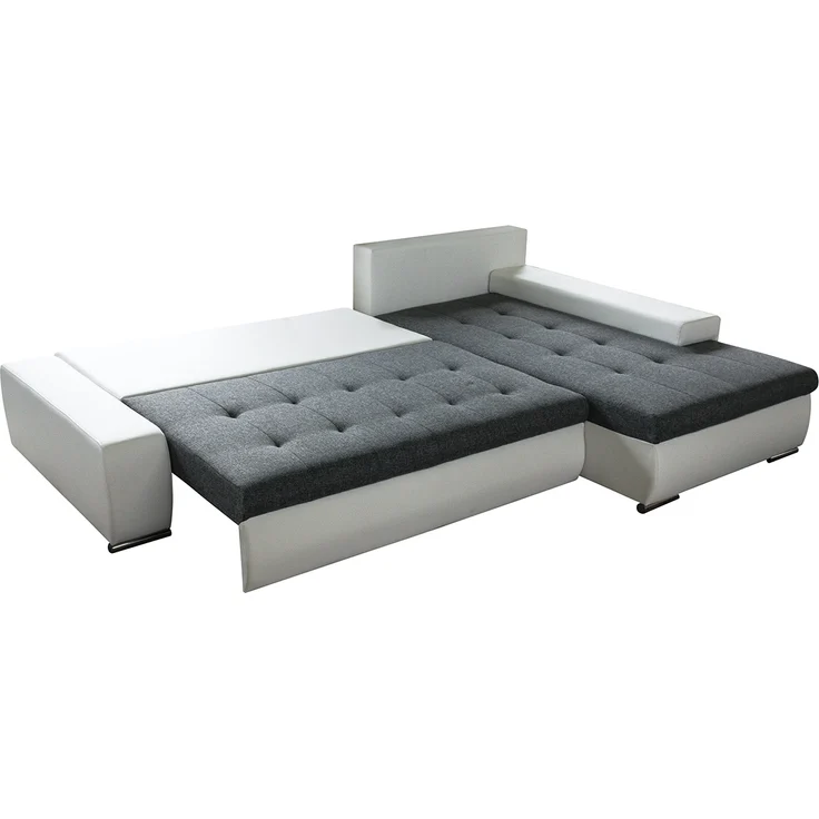 Ecksofa mit Schlaffunktion Faris - Couch mit Bettkasten, Big Sofa, Sofagarnitur, Couchgarniitur, Polsterecke (Schwarz + Dunkelgrau (Madryt 1100 + Inari 94), Ecksofa Links) – Bild 3
