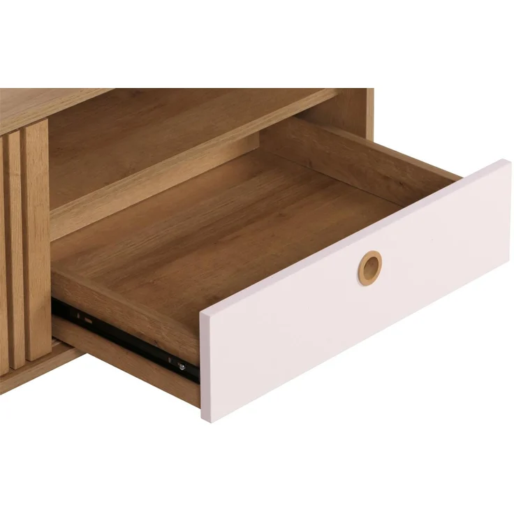 Couchtisch HWC-M48, Wohnzimmertisch Tisch Sofatisch, 52x114x59cm ~ natur, Schublade weiß – Bild 5