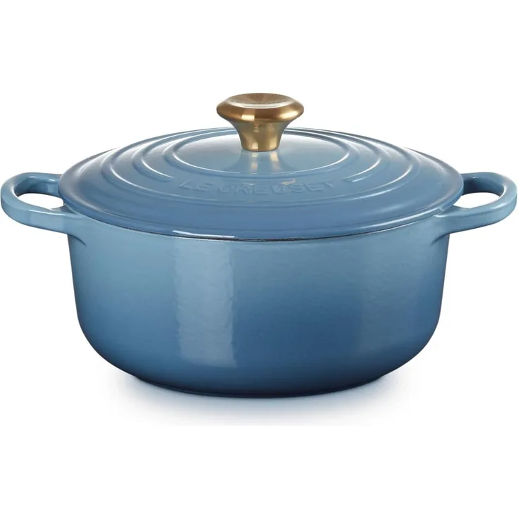 Le Creuset Signature Gusseisen-Bräter mit Deckel, Ø 20 cm, Rund, Für alle Herdarten und Induktion geeignet, Volumen: 2,4 l, 3,092 kg, Chambray, 21177204344441