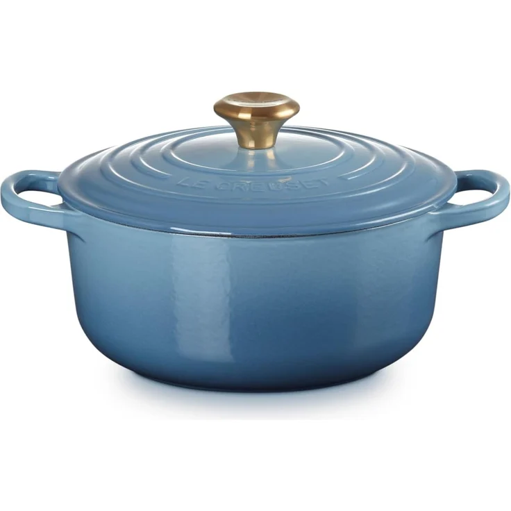 Le Creuset Signature Gusseisen-Bräter mit Deckel, Ø 20 cm, Rund, Für alle Herdarten und Induktion geeignet, Volumen: 2,4 l, 3,092 kg, Chambray, 21177204344441 – Bild 1