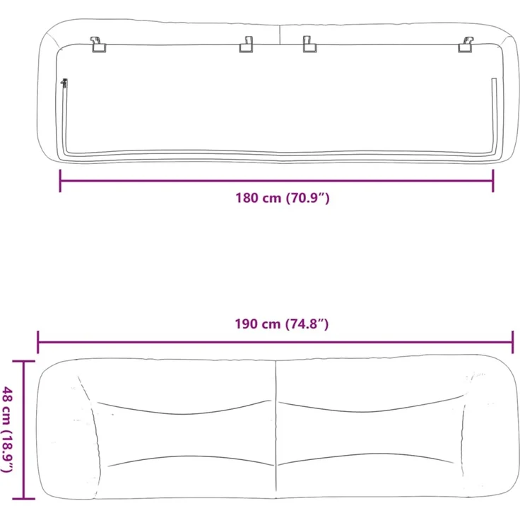 vidaXL Kopfteil-Kissen "Hvar" Taupe 180 cm Stoff – Bild 8