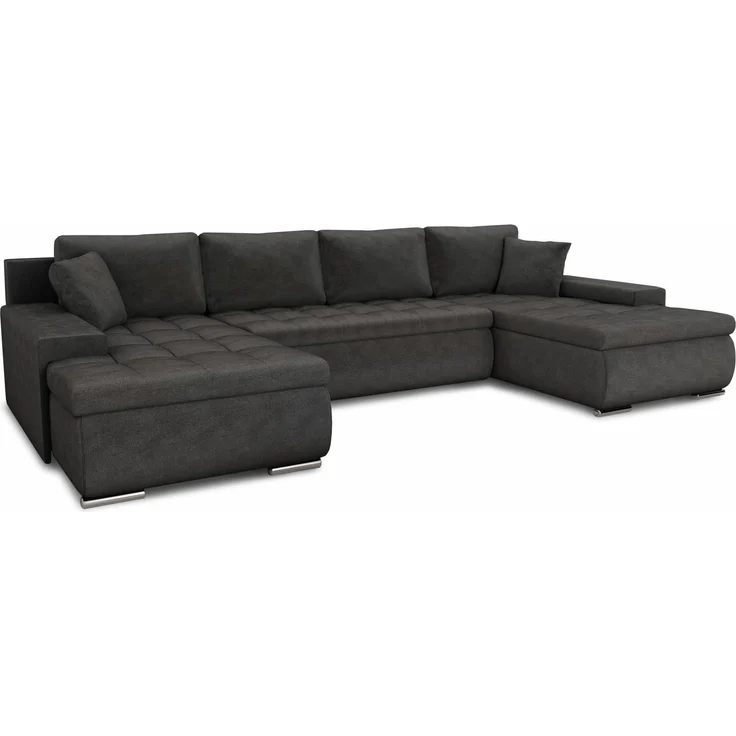 Wohnlandschaft mit Schlaffunktion Faris U-Form - Couch, Schlafsofa mit Bettkasten, Couchgranitur mit Bettfunktion, Big Sofa, Bettsofa (Dunkelgrau (Kronos 22)) – Bild 2