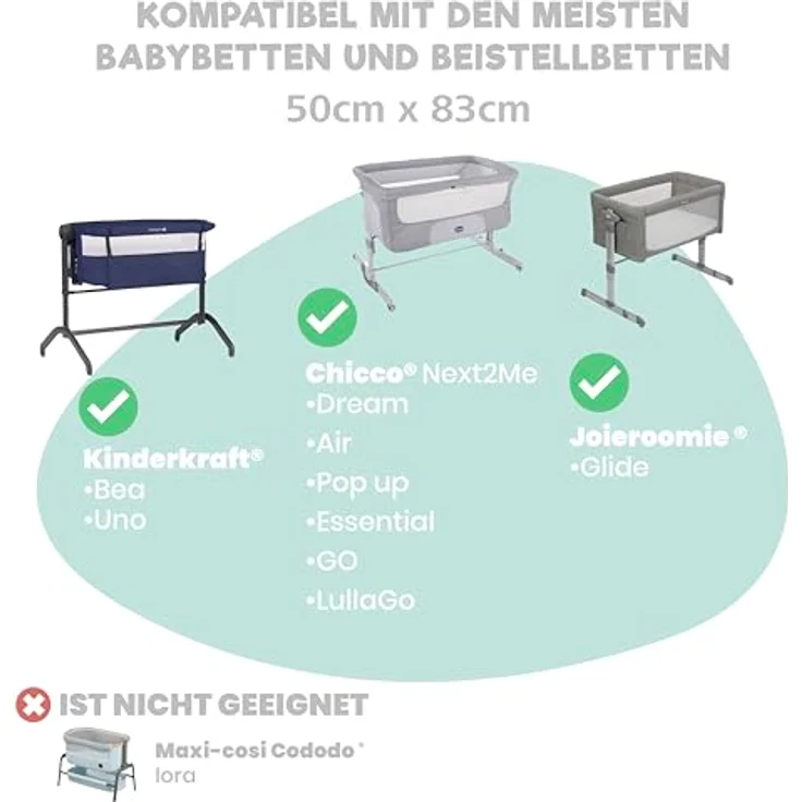 2X Spannbettlaken aus 100% Baumwolle mit Gummiband - 1X Matratzenschoner aus 100% wasserdichtem Material - 3er-Set - 50x83 cm - Fuchs – Bild 6