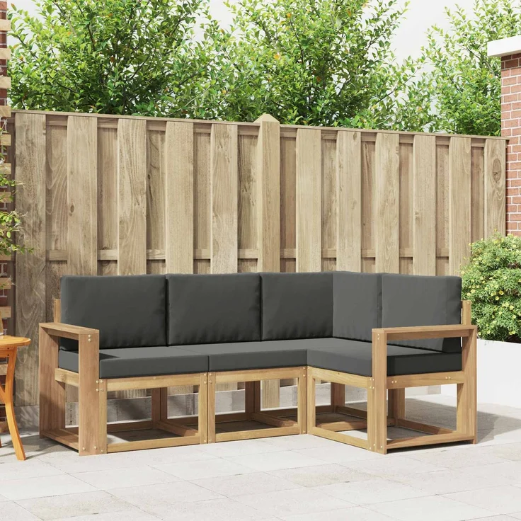 vidaXL Outdoor-Sofagarnitur 4 stk. 4-Sitzer Weiß und Anthrazit 3387566 – Bild 1