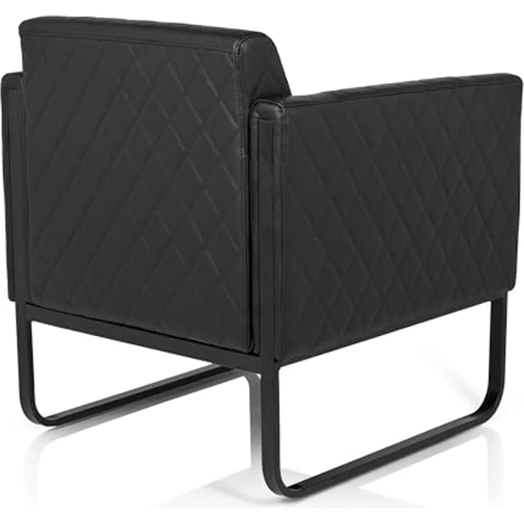 hjh OFFICE Loungesessel 1-Sitzer Aruba Black Kunstleder Polstersessel modern mit Stahlgestell, 78 x 67 x 71 cm, Schwarz – Bild 4