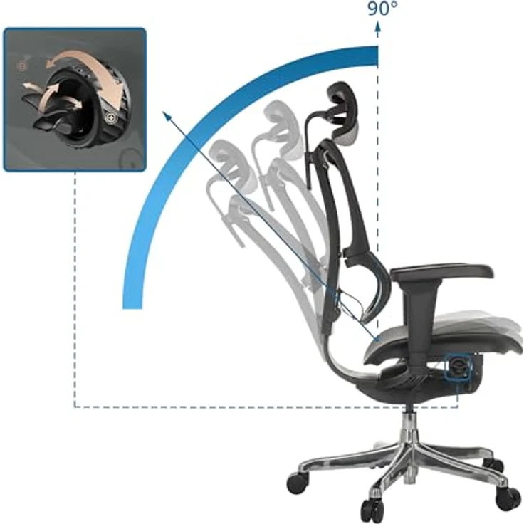 MID.YOU Drehstuhl Schwarz, Textil, ergonomische Rückenlehne, inklusive Armlehnen, 71x135x75 cm – Bild 4