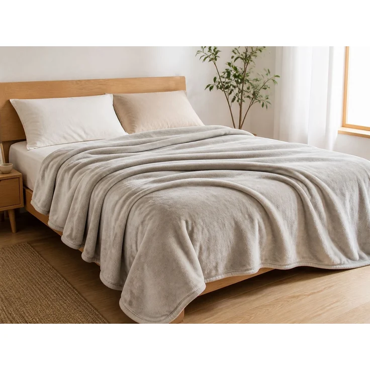 Flanell-Wohndecke extra dick Grau-Weiß 180 x 200 cm – Bild 2
