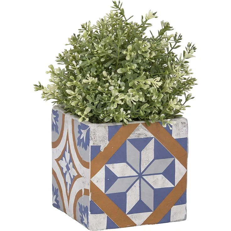 esschert design Blumentopf, Blumentopf Portugiesische Kacheln Beton 13,5x13,5xH13cm – Bild 2